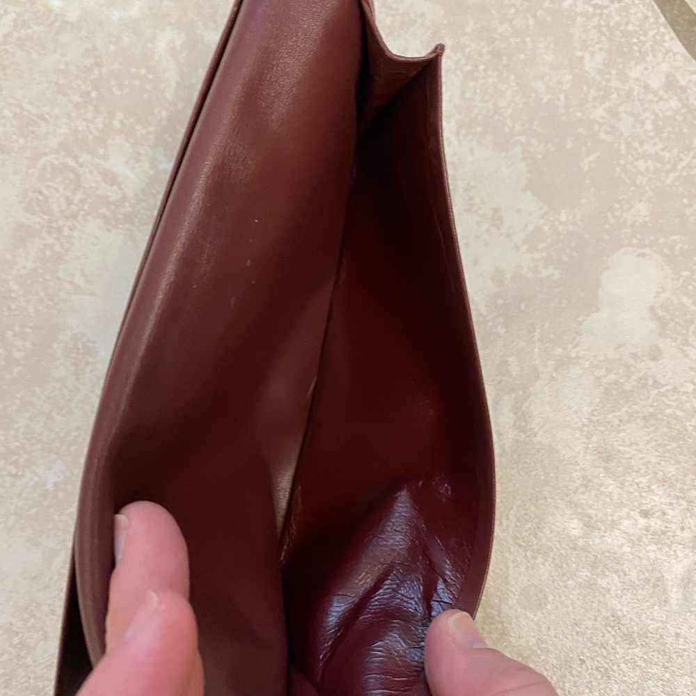 Vintage Cartier Check Organizer Bi-Fold Wallet, Burgundy Leather - Picture 9 of 14